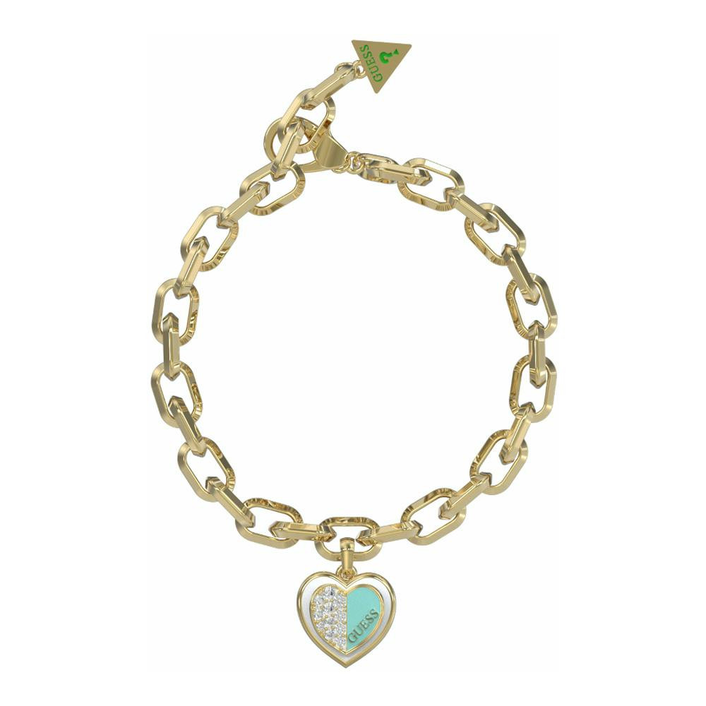 Pulsera de acero inoxidable baño dorado con detalles turquesa y piedras