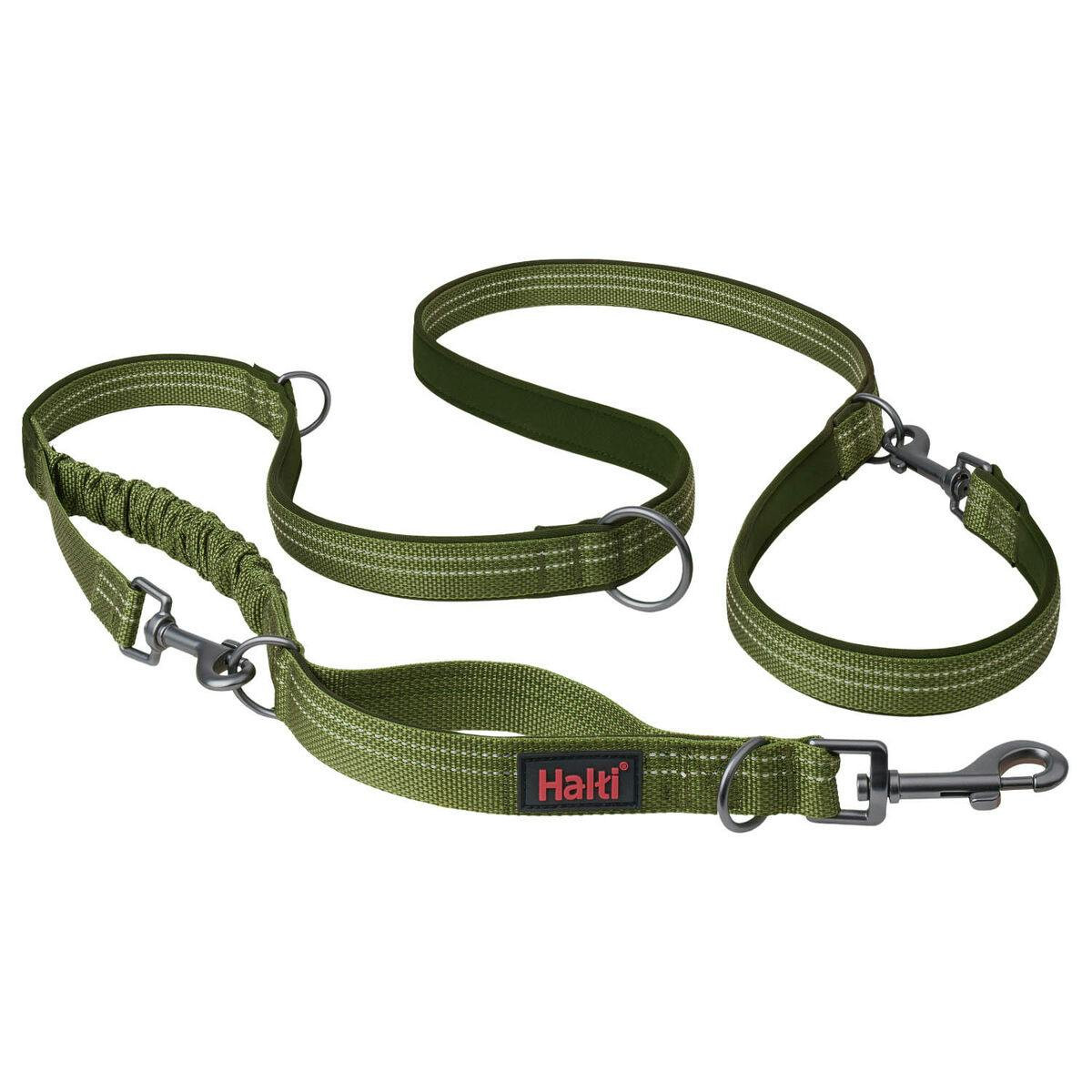 Correa ajustable para perros con asa y reflector Verde