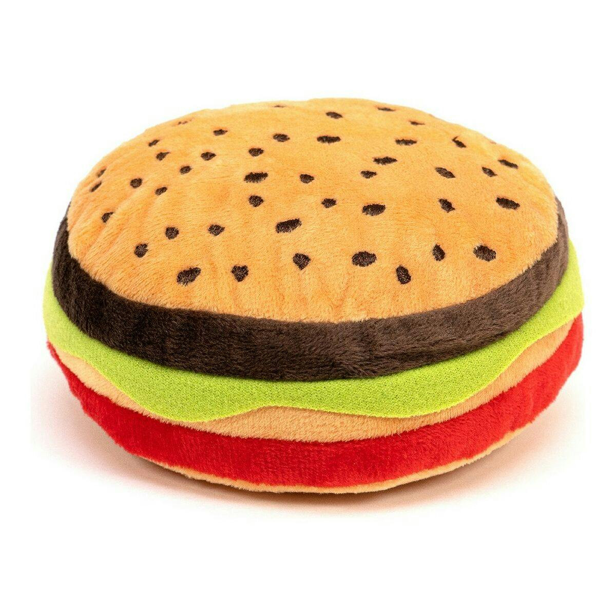 Hamburger plush dog toy Hamburdog with squeaker
