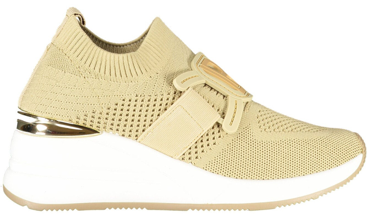 Beige sneakers in polyester and polyurethane with 6 cm heel