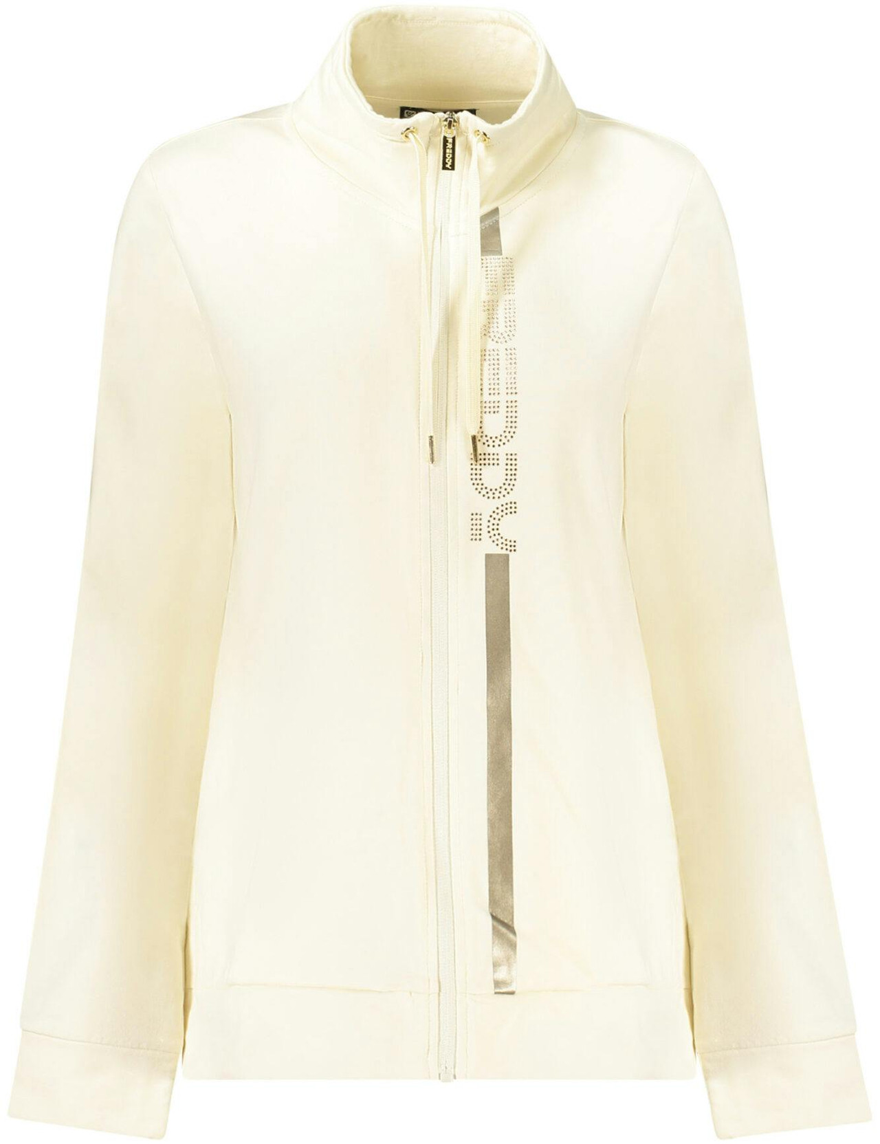 Chaqueta con cremallera y strass en algodón y elastano