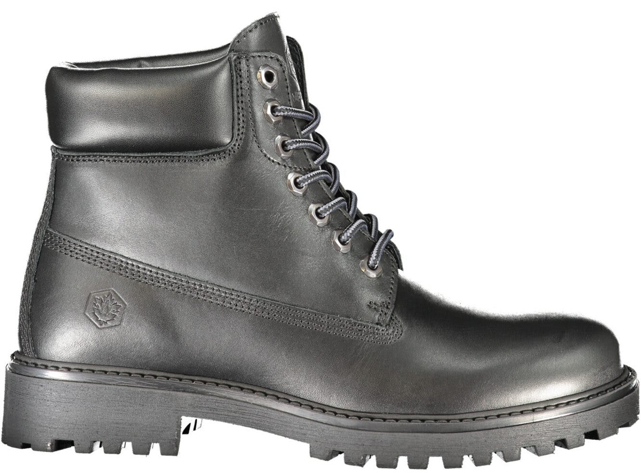 Bota River con cordones en piel y poliuretano negra
