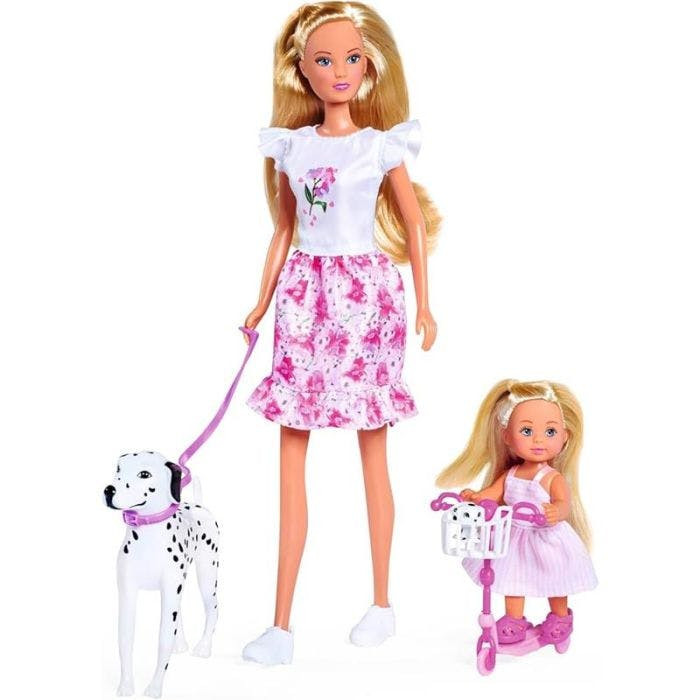 Set de muñecas Steffi Love y Evi Love con accesorios y perros dálmatas