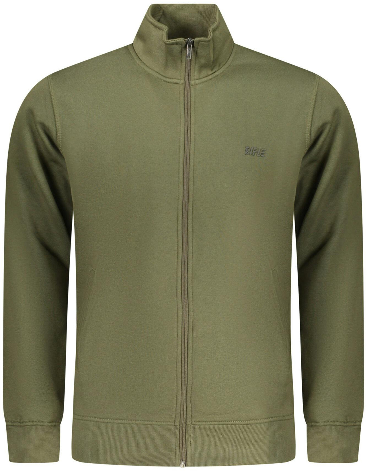 Chaqueta con cremallera frontal y estampado en relieve verde