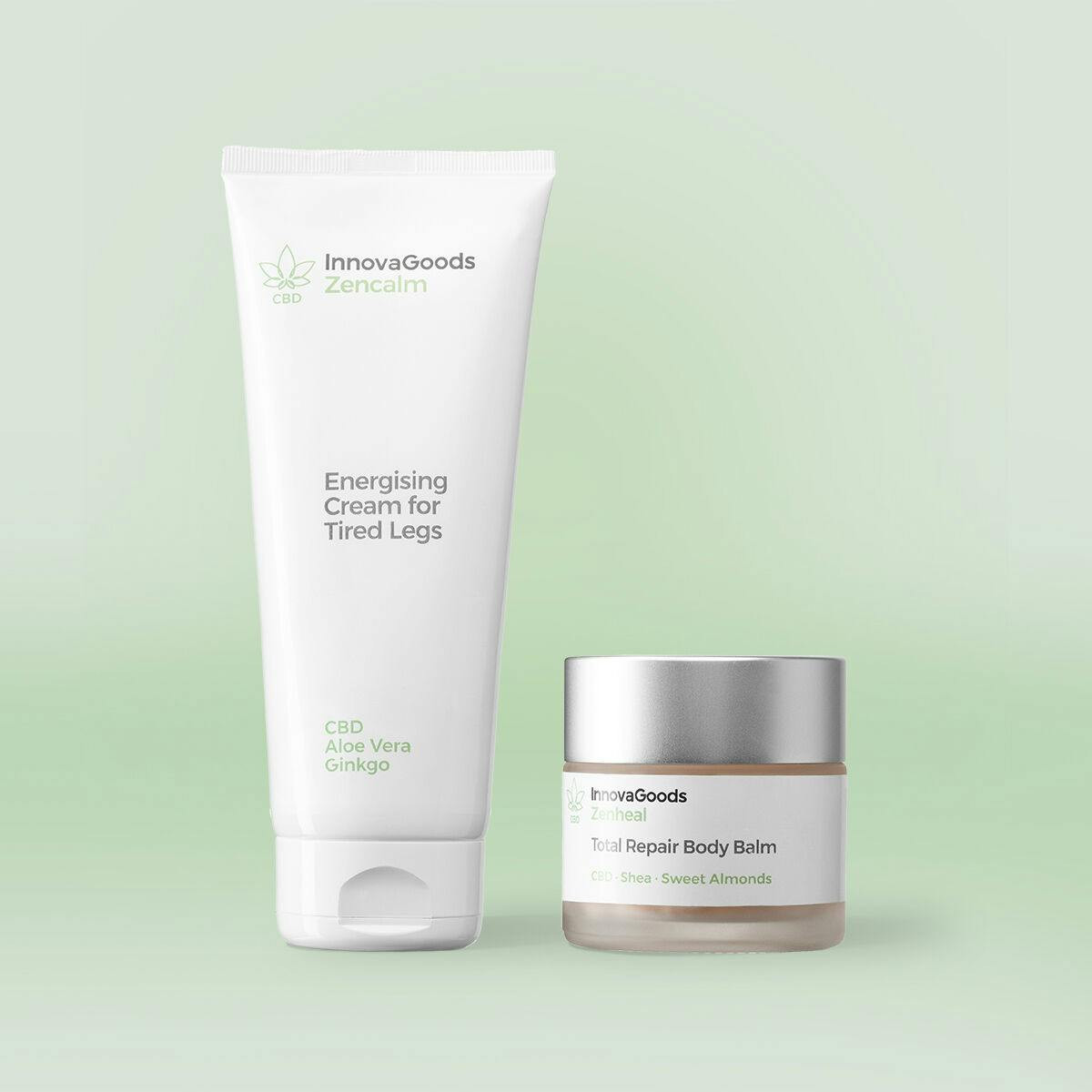 Twin repairing balm and energising cream for tired legs