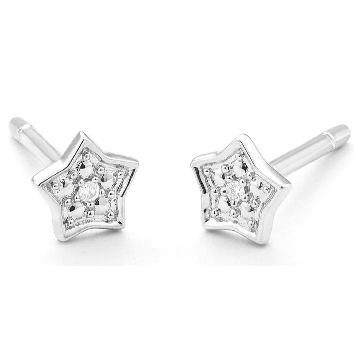 Pendientes de plata de ley para mujer con piedra mineral y cierre a presión