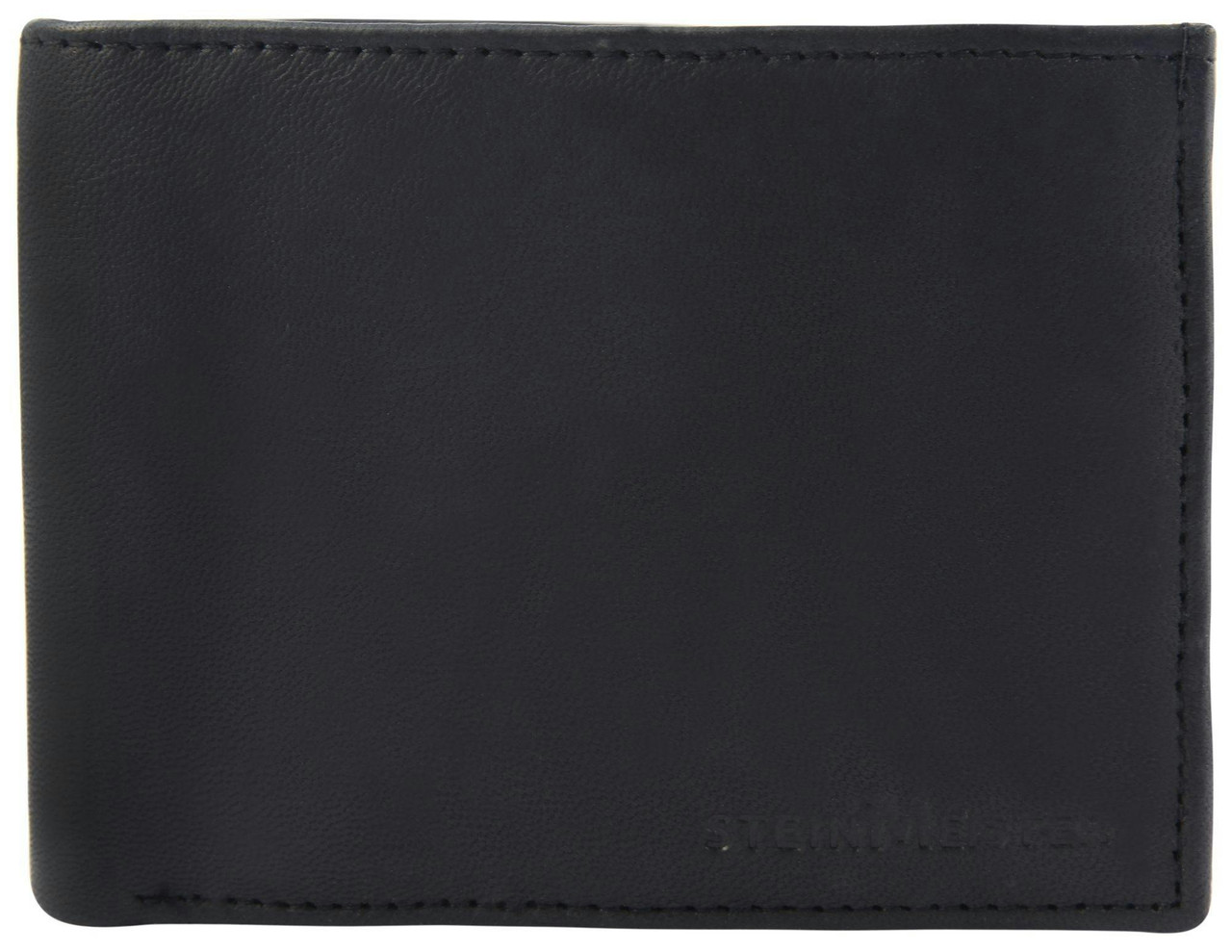 Cartera horizontal en piel genuina negra para hombre