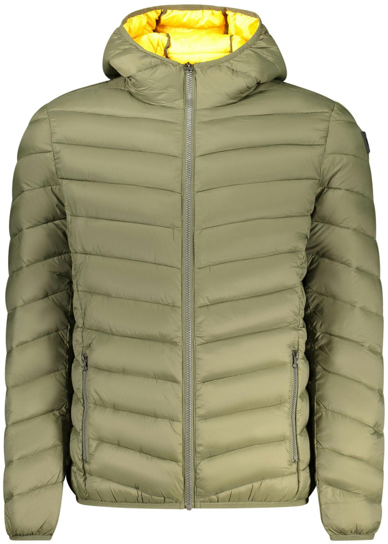 Hooded polyamide jacket green, regular fit