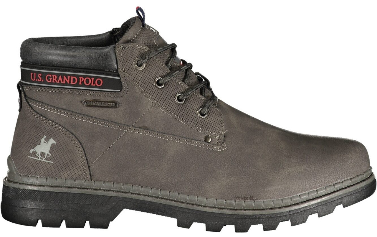 Bota gris con cordones en poliéster y poliuretano
