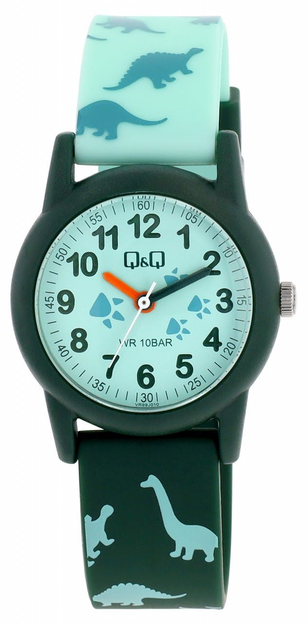 Reloj infantil analógico con correa de silicona y estampado de dinosaurios