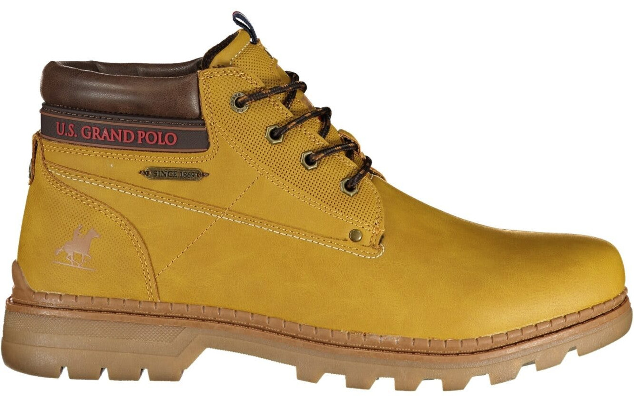 Bota camel con cordones y detalles en contraste