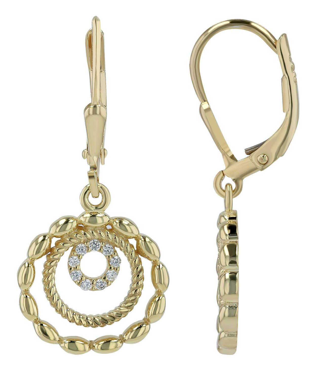 Pendientes Djamila en plata 925 bañados en oro con circonitas