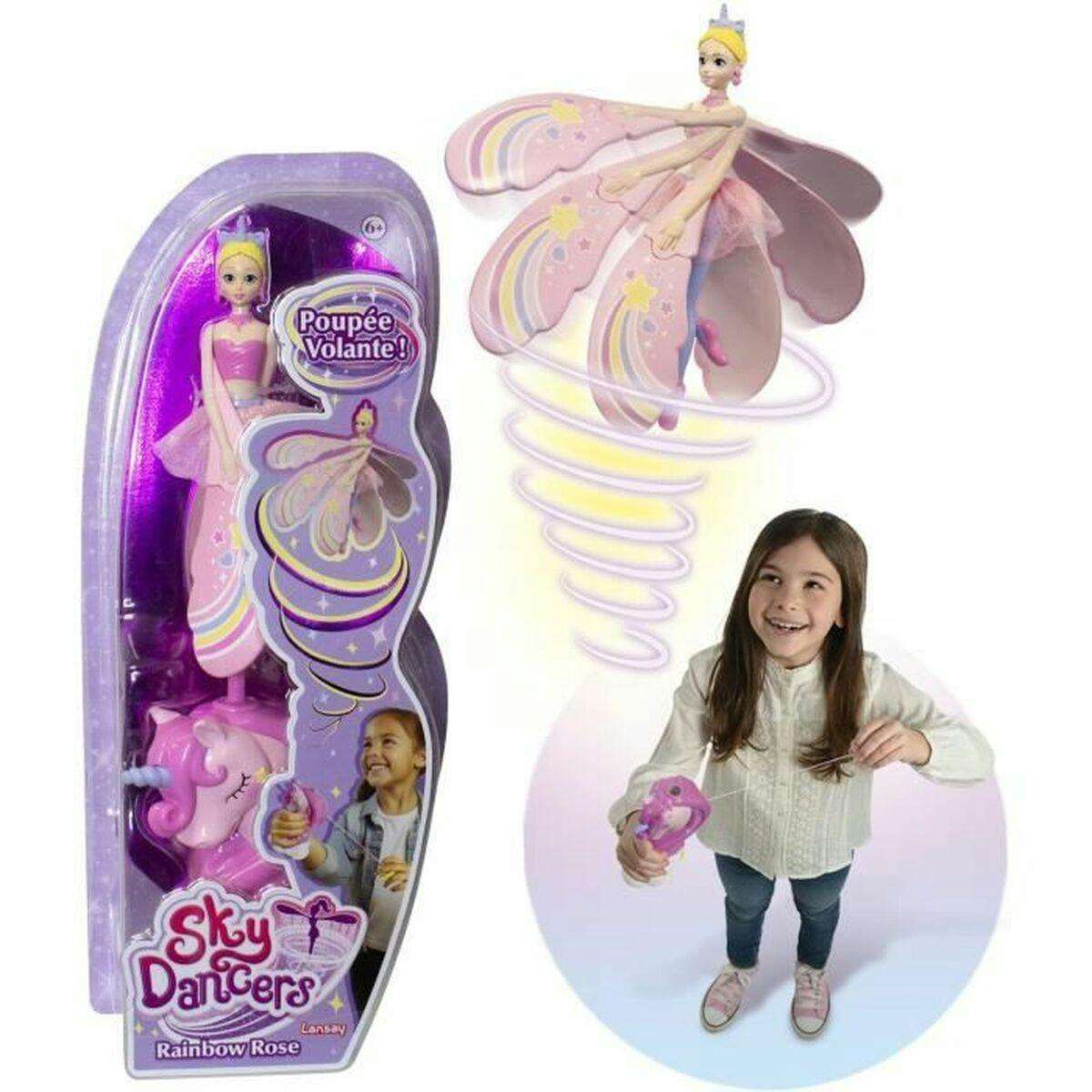 Flying fairy doll Rainbow Rose with manual launcher