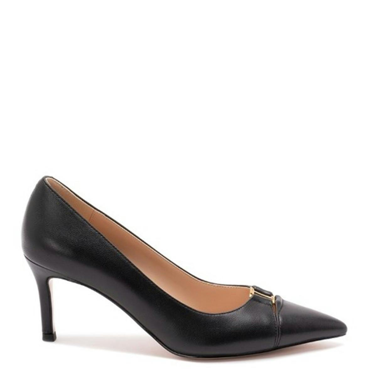 Zapatos de tacón alto en piel con detalle contrastante