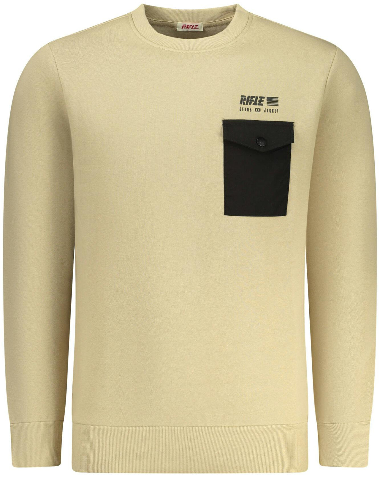 Jersey beige de hombre con bolsillo y estampado en relieve