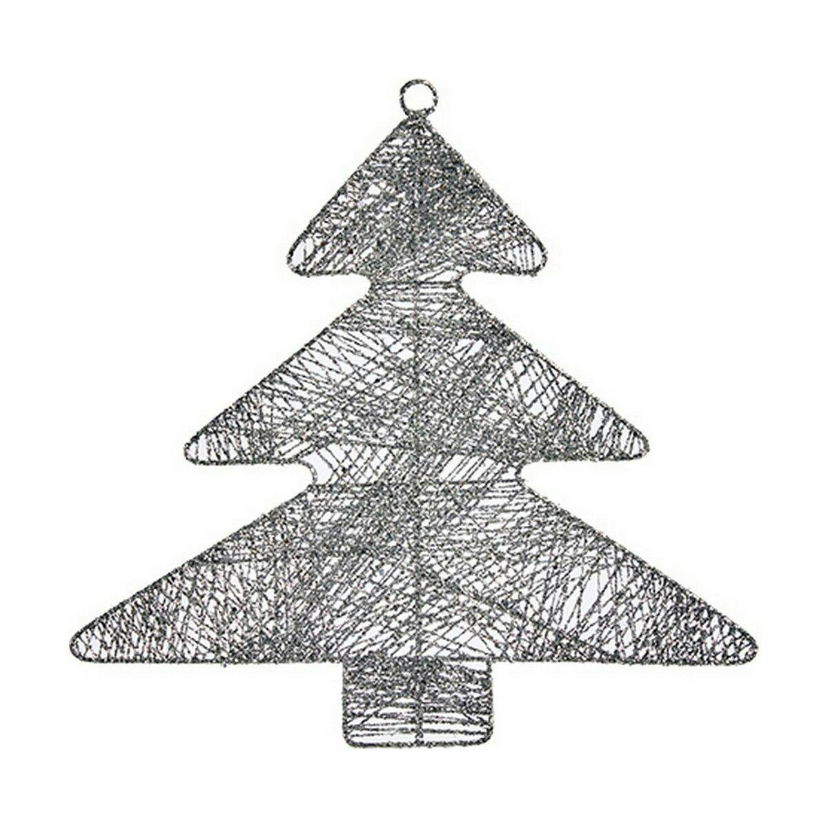 Adorno Natalício Prateado Árvore de Natal KRIST+ Metal Plástico 36,7 X 0,2 X 37,5 cm