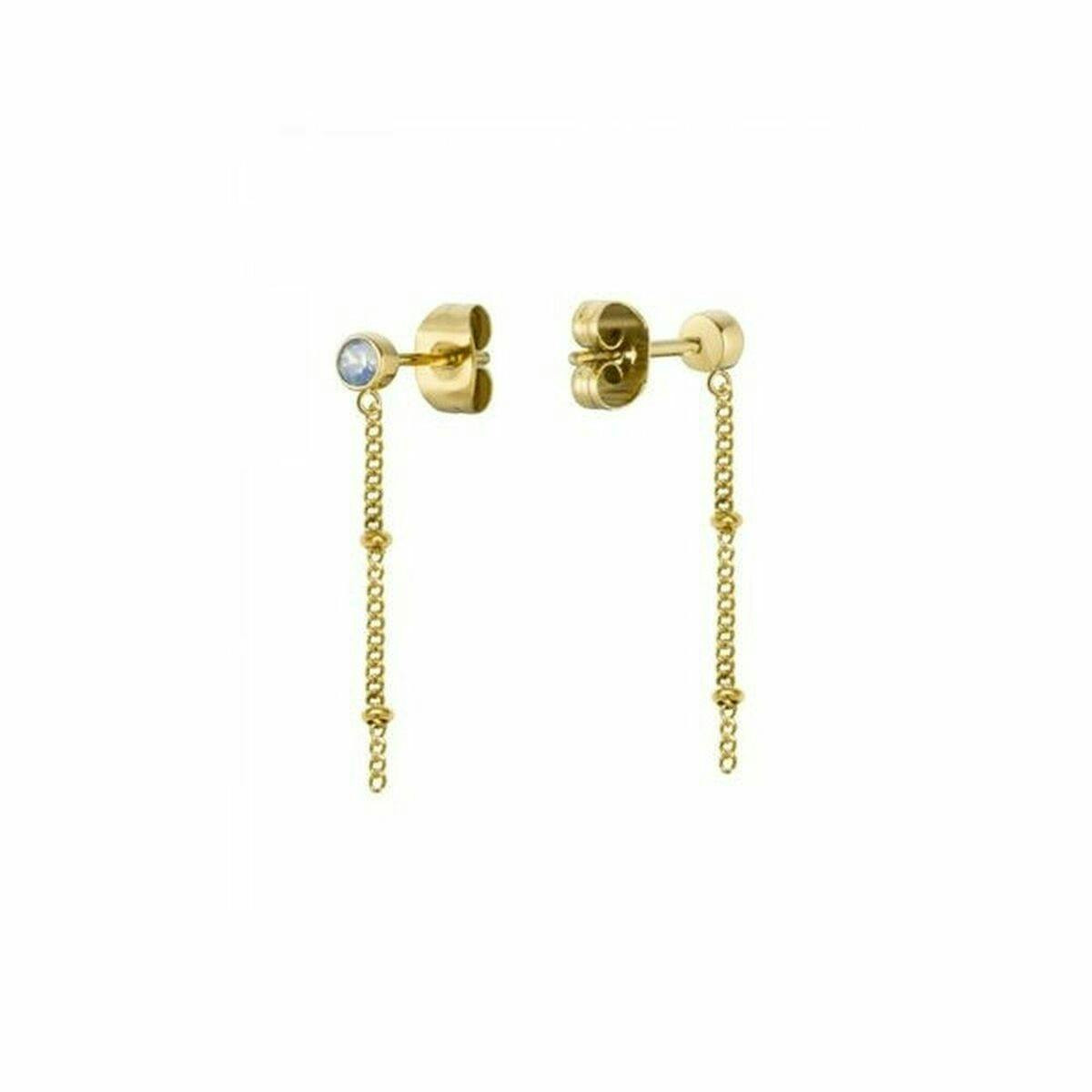 Stainless steel women's earrings with glass front, gold