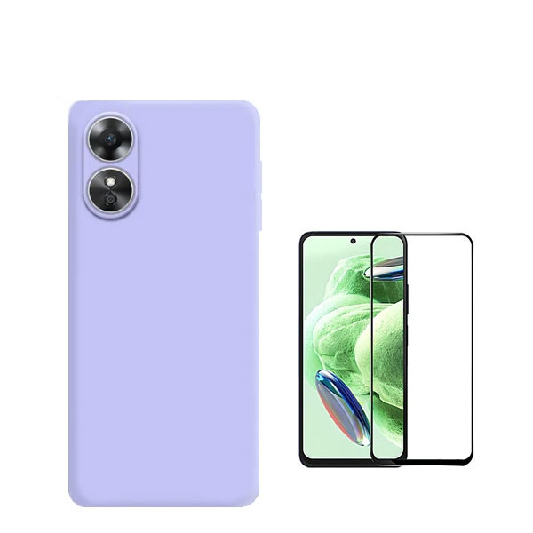 Kit protector de vidrio 5D y funda de silicona líquida para Oppo A17