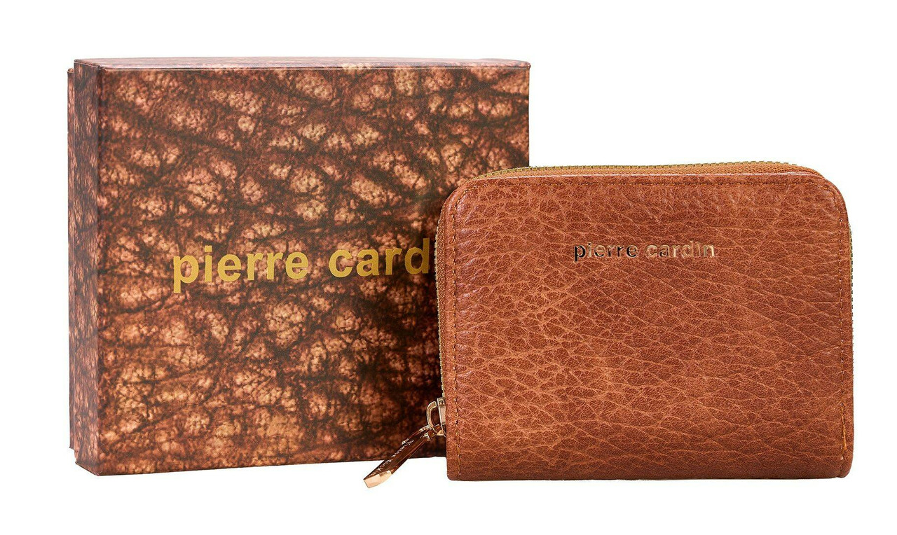 Eco-leather brown wallet with zip closure