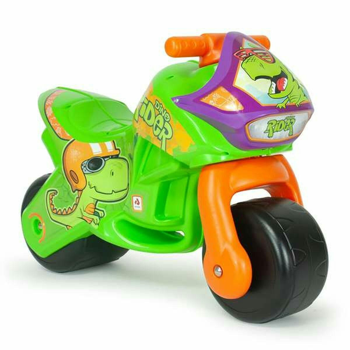 Motocicleta de paseo para niños con diseño de dinosaurio, asiento 30 cm, manillar 44 cm
