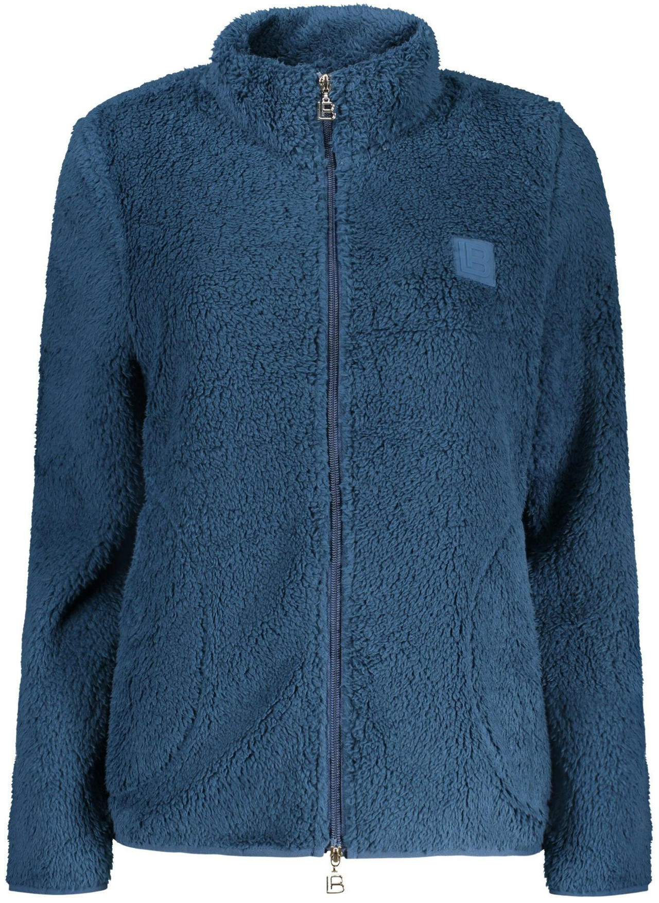 Chaqueta deportiva azul con cremallera y bolsillos