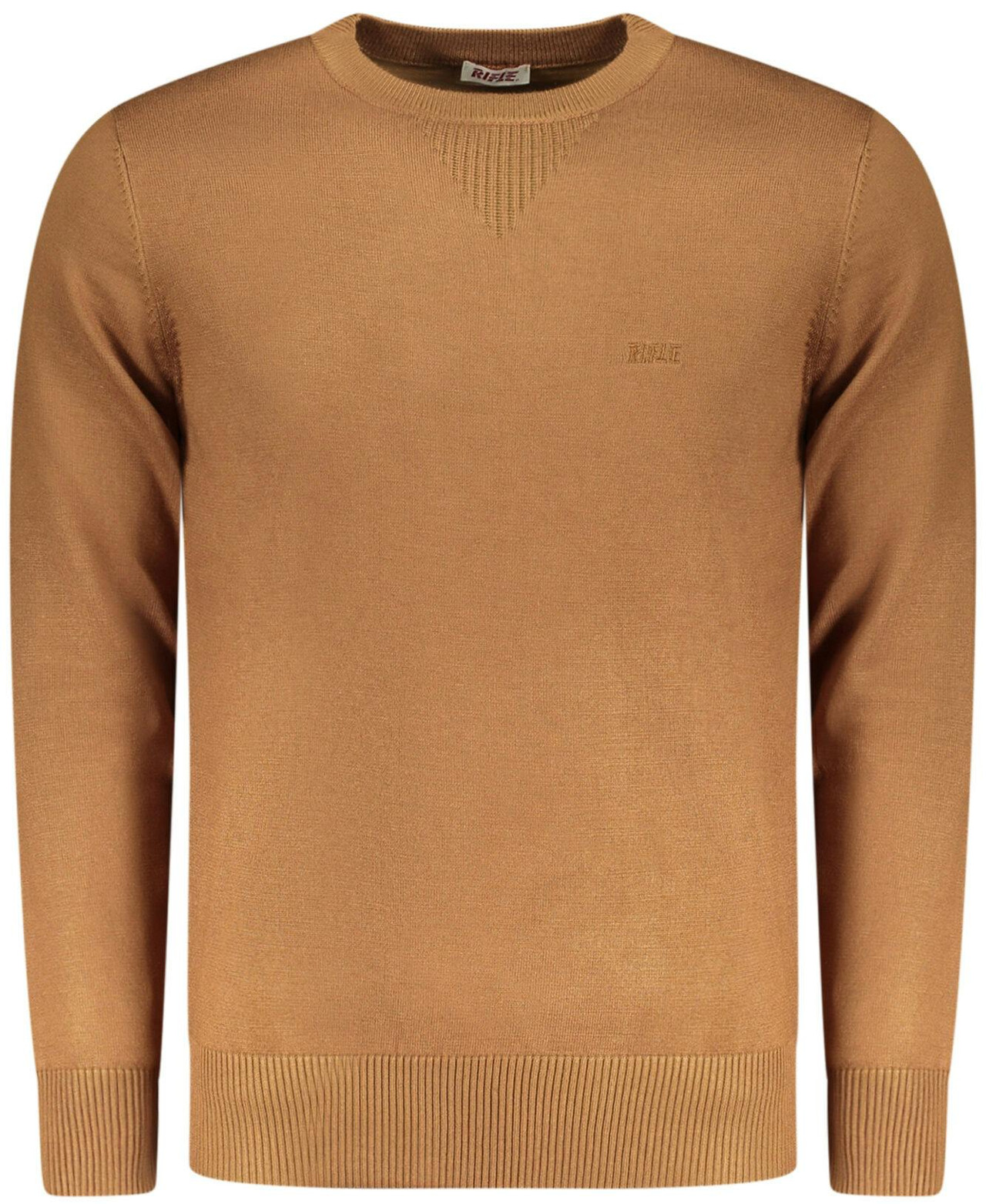 Knit sweater with round neck and embroidery
