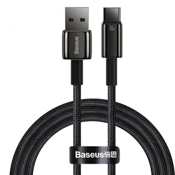 Cable USB-A a USB-C Tungsten Gold 100W 5A 1m Negro