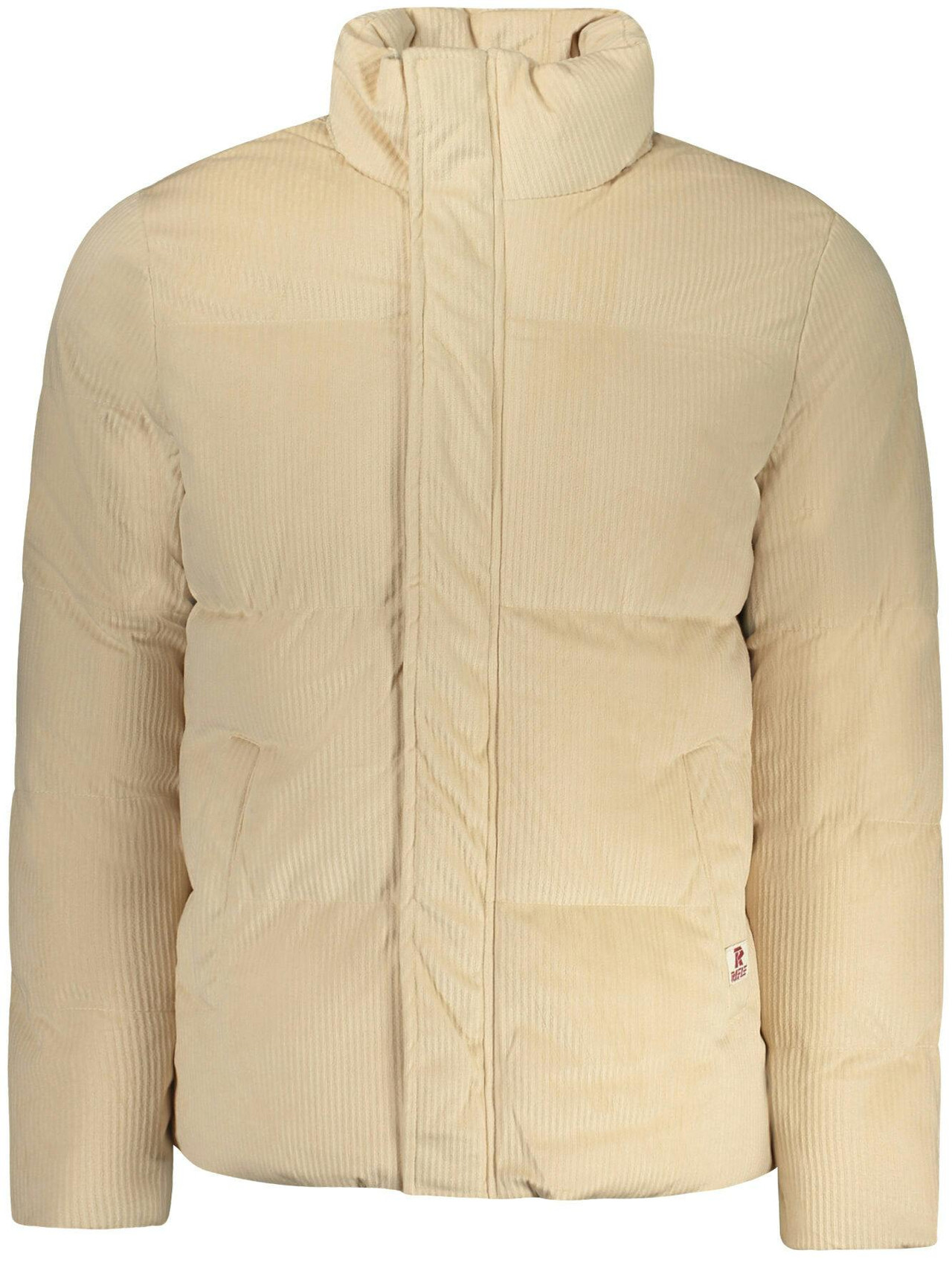 Cazadora beige de poliéster para hombre con cremallera y botones de presión