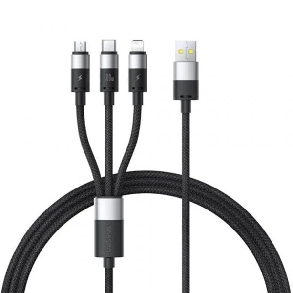 3-in-1 USB-A charging cable StarSpeed 100W 5A 1.5m