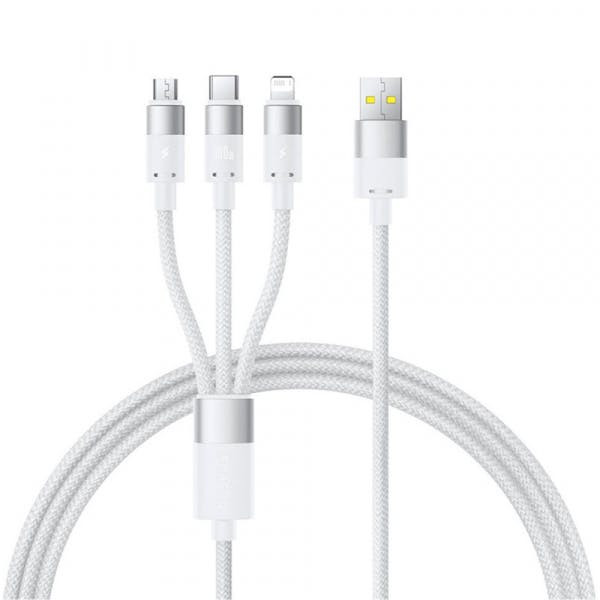 Cable de carga 3 en 1 USB-A Lightning microUSB USB-C 100W 1,5 m