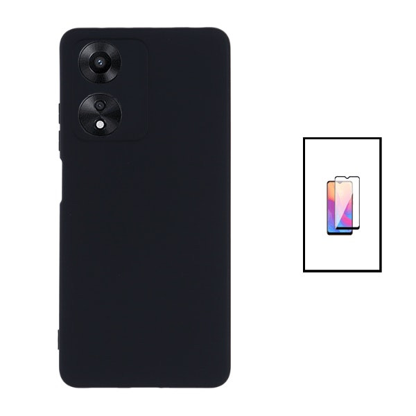 Protector de vidrio templado Full Cover 5D y funda de silicona líquida para Oppo A78