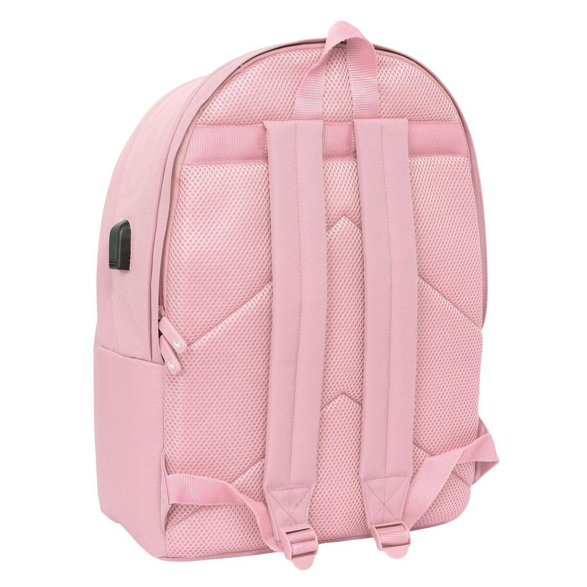 Mochila escolar con puerto USB rosa