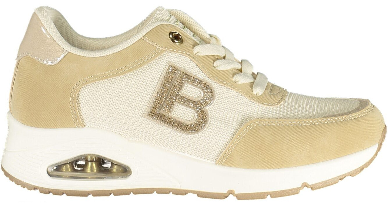 Zapatillas deportivas con strass y bordados en beige