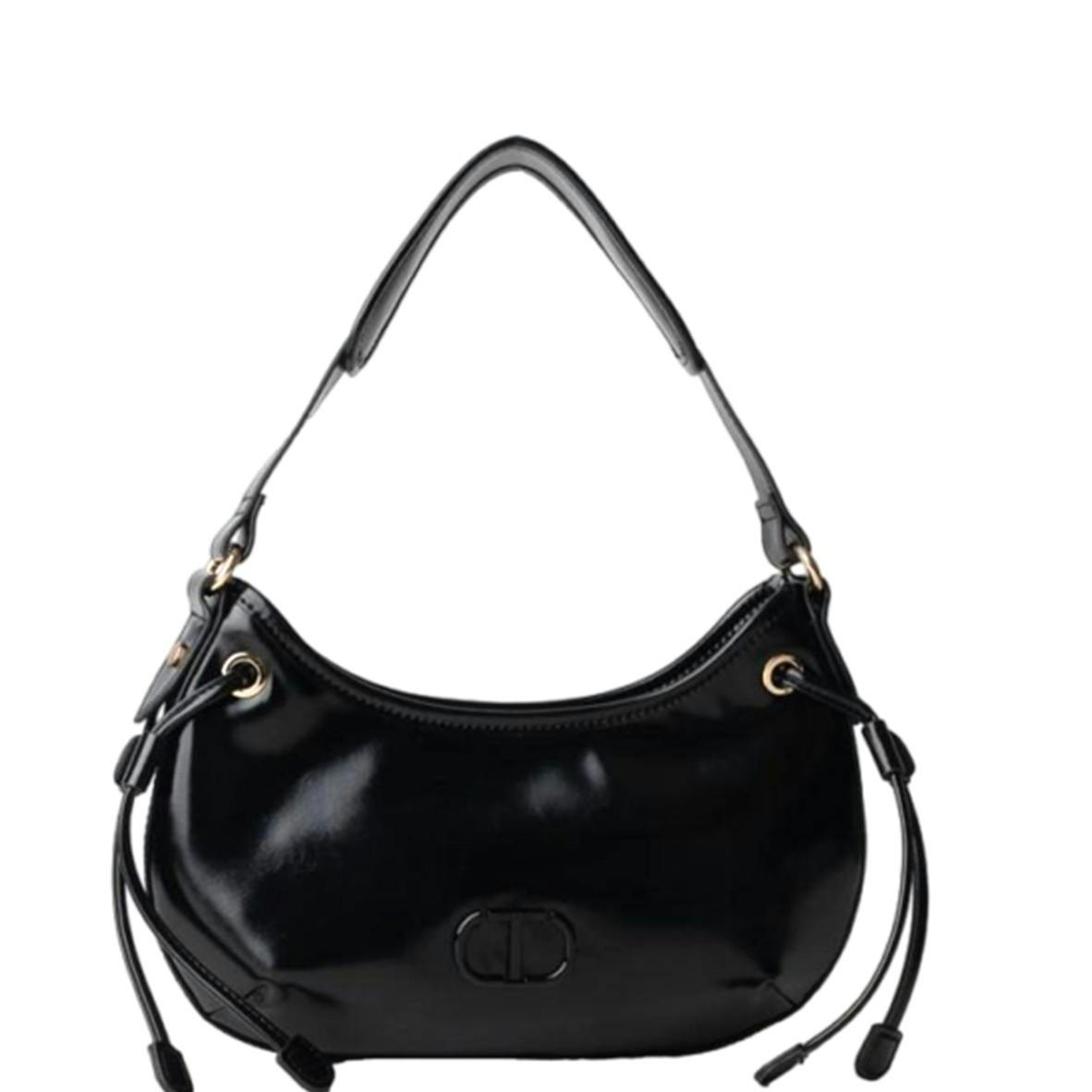 Bolso negro de poliuretano con cierre