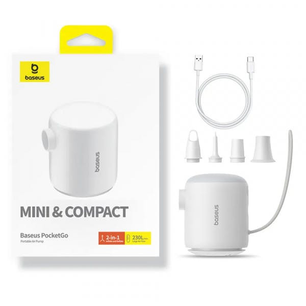Bomba de aire PocketGo para colchones hinchables, blanco