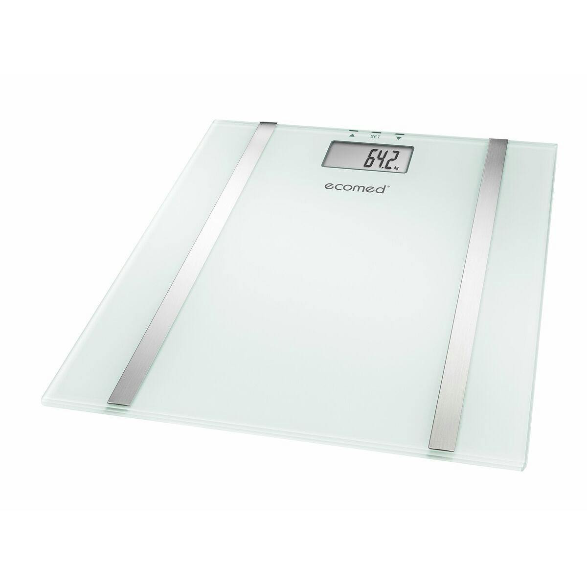 Báscula digital de análisis corporal con vidrio mate blanco
