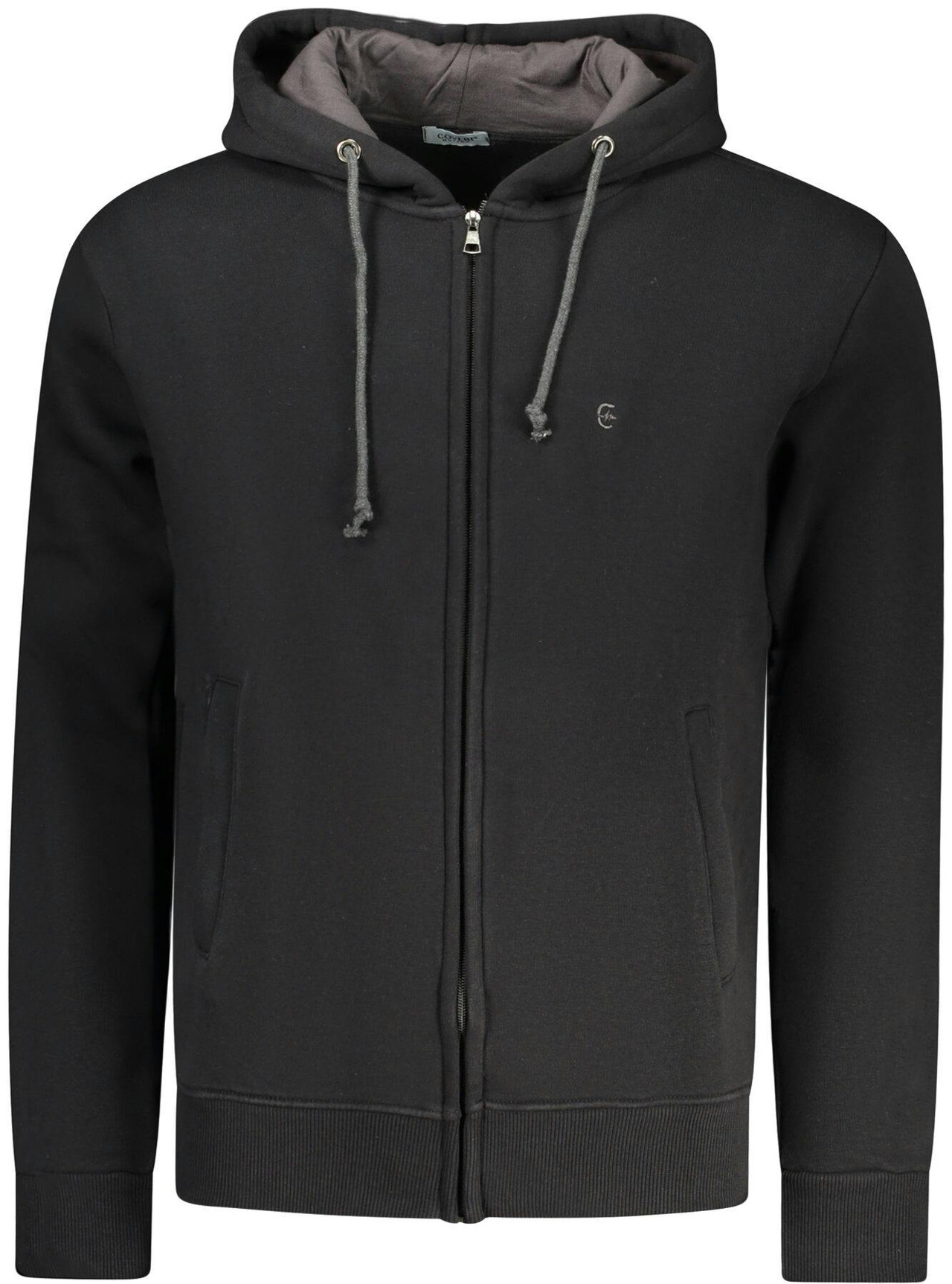 Chaqueta con capucha en mezcla de algodón - negro