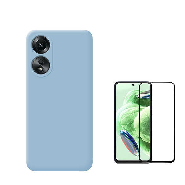 Funda de silicona líquida y vidrio templado full cover para Oppo F23 5G