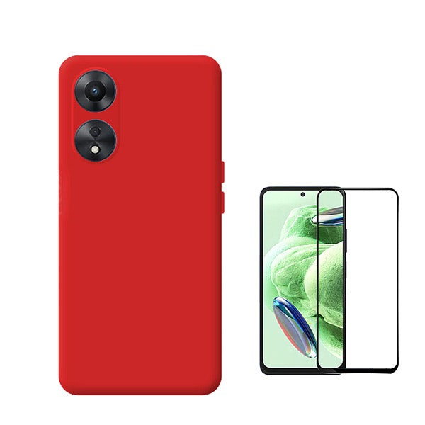 Tempered glass screen protector and liquid silicone case kit for Oppo F23 5G