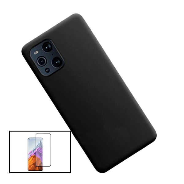 Kit protector de vidrio templado y funda de silicona líquida para Find X3