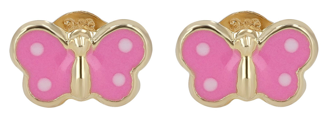 Butterfly "Yara" stud earrings in 8k gold