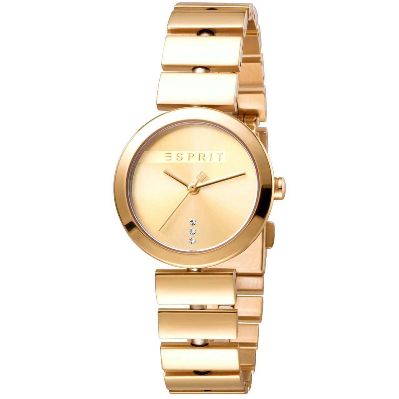 Reloj analógico en acero inoxidable dorado con brazalete de acero