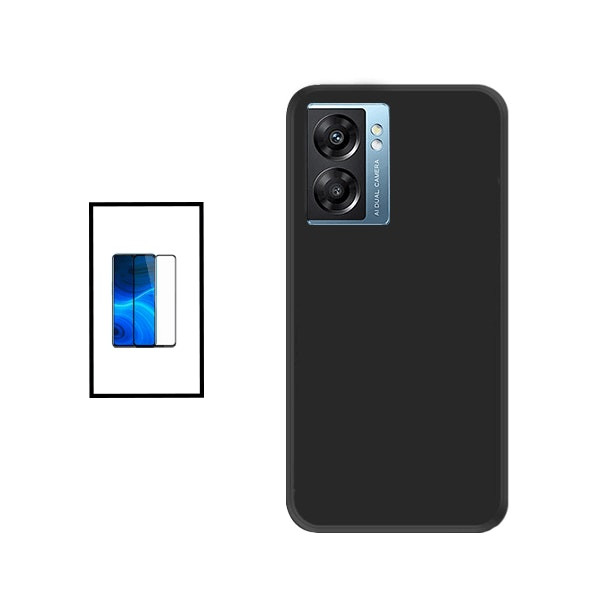 Kit Protector de Cristal 5D y Funda de Silicona Líquida para Oppo K10 5G - Negro