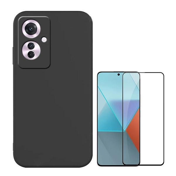 Protector vidrio templado 5D full cover y funda silicona líquida para Reno11 F