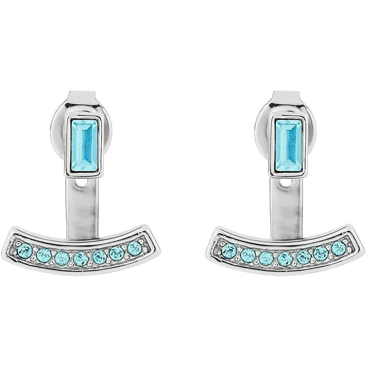 Pendientes femeninos de metal gris con estuche