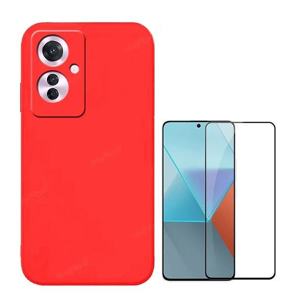 Protector de vidrio 5D y funda de silicona líquida para Reno11 F