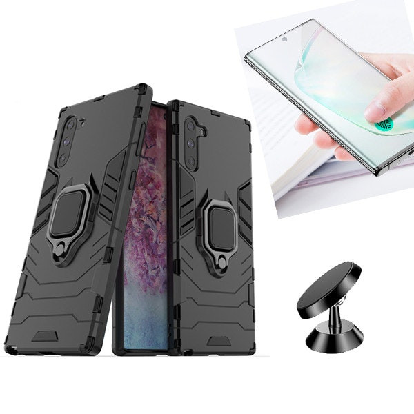 Funda Military Defender 3 en 1 con vidrio templado de privacidad y soporte magnético para Samsung Galaxy Note 10+ 5G
