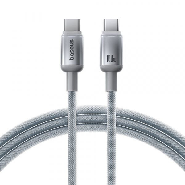 Cabo USB-C para USB-C Baseus Discolor, 100 W, 5 A, 1 m, Prata E0420701