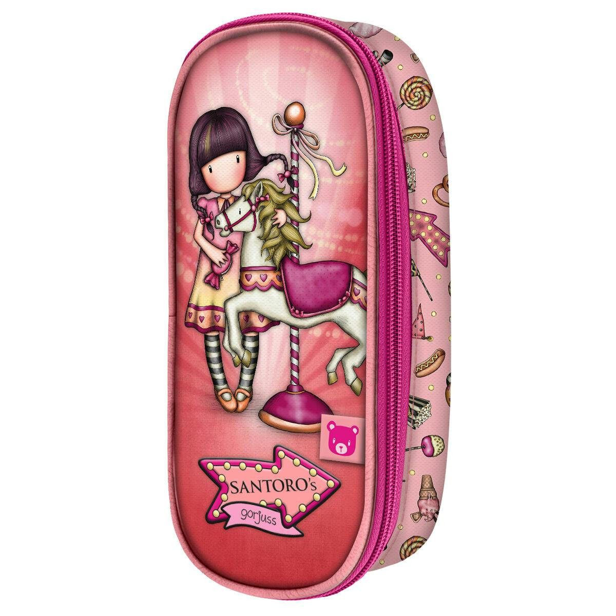 Estuche escolar Gorjuss Carousel poliéster con purpurina y relieve