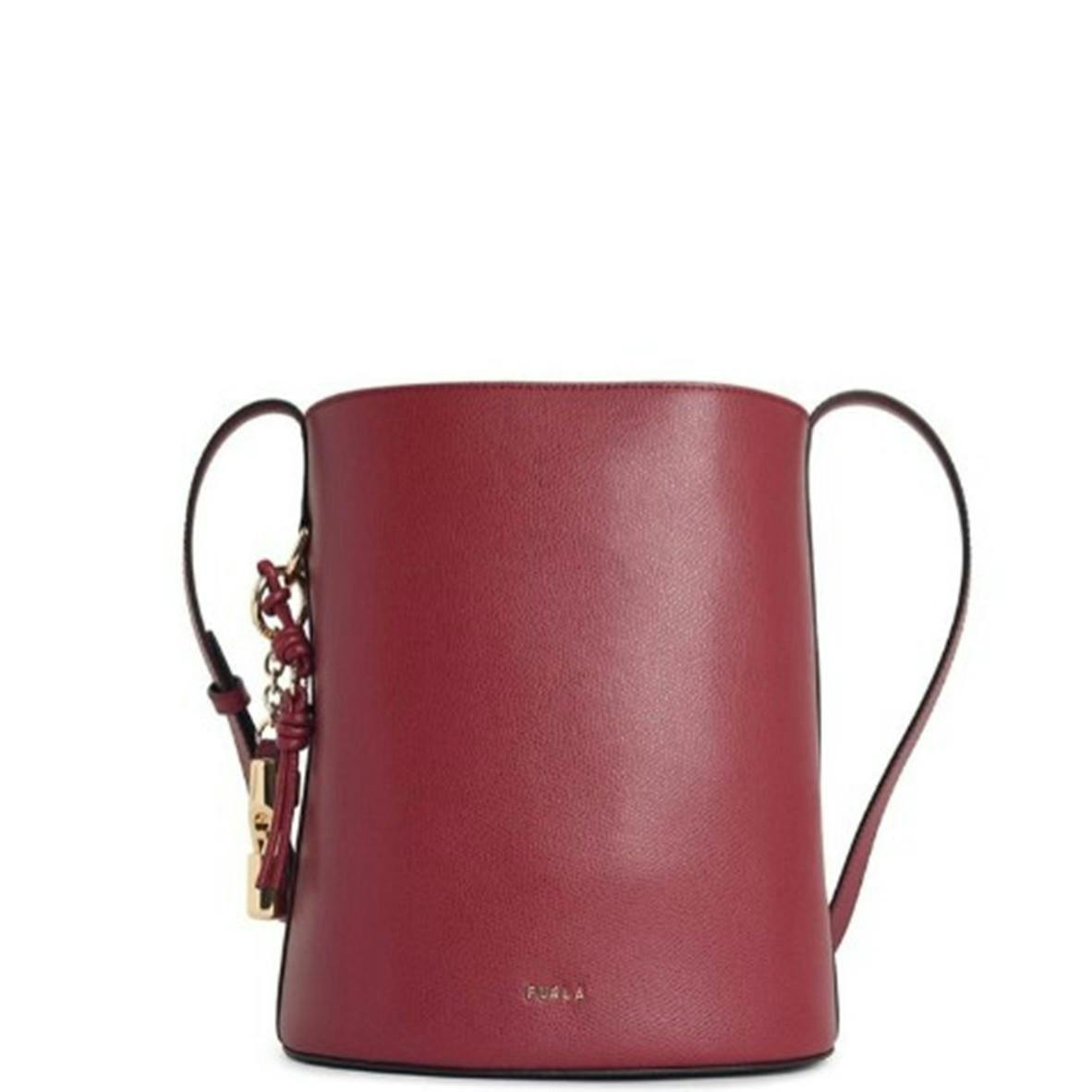 Roxie leather bucket bag red